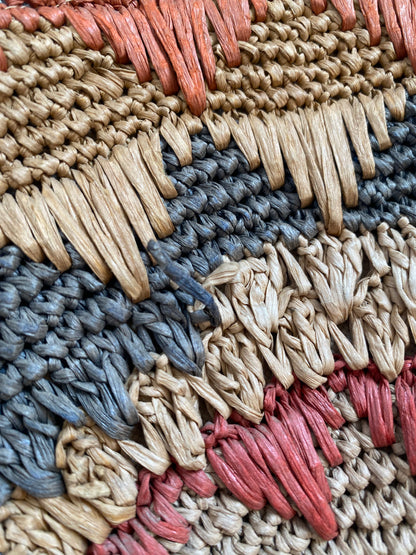 1940s raffia woven circle purse