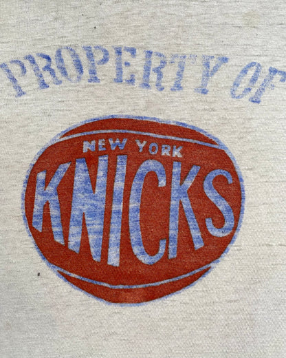 1960s/1970s "Property of New York Knicks" distressed cotton ringer tee