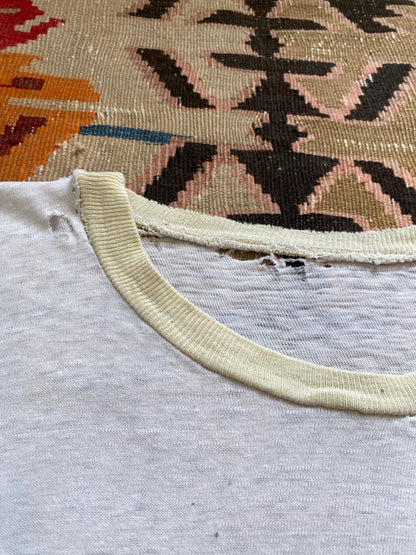 1960s/1970s "Property of New York Knicks" distressed cotton ringer tee
