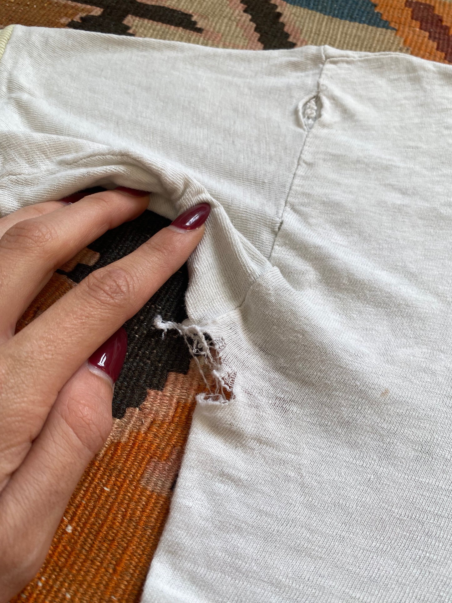 1960s/1970s "Property of New York Knicks" distressed cotton ringer tee