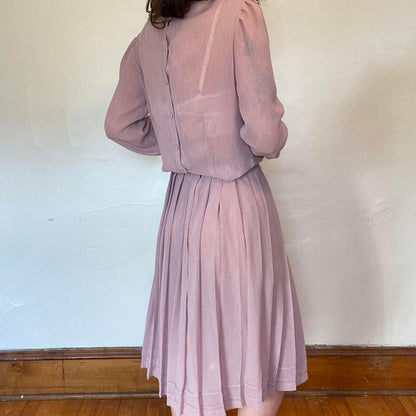 1970s handmade lilac two piece skirt set with talon zipper