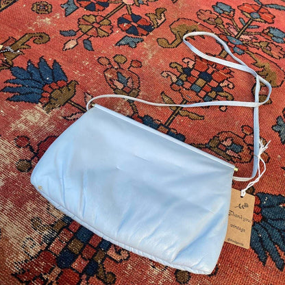 1960s light blue leather crossbody purse