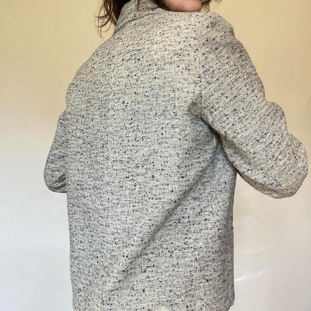 1960s vintage marled gray and black blazer jacket with pockets and buttons