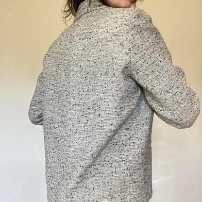 1960s vintage marled gray and black blazer jacket with pockets and buttons