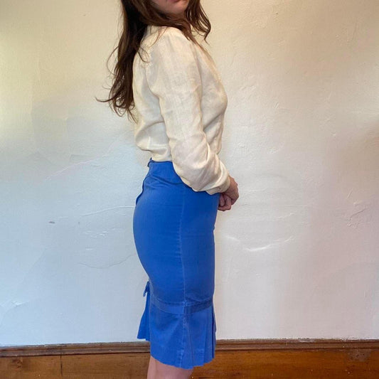 1950s/60s vintage blue cotton pencil skirt
