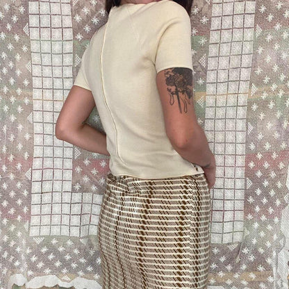 1960s Cadillac Italian wool cream and olive colored wool blend 3 piece set