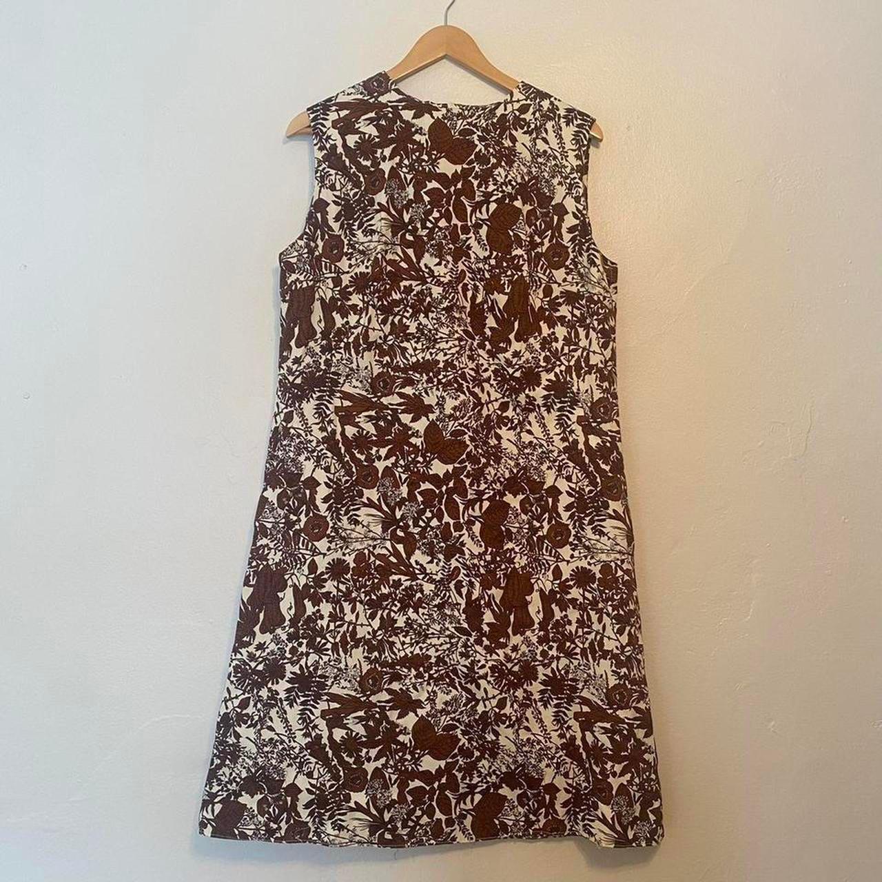60s vintage handmade brown leaf floral dress