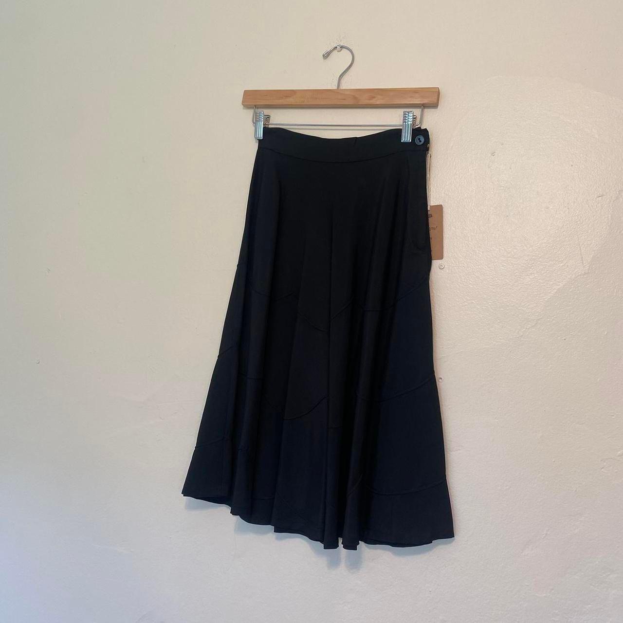 1940s/50s rayon taffeta tiered embroidered black circle skirt