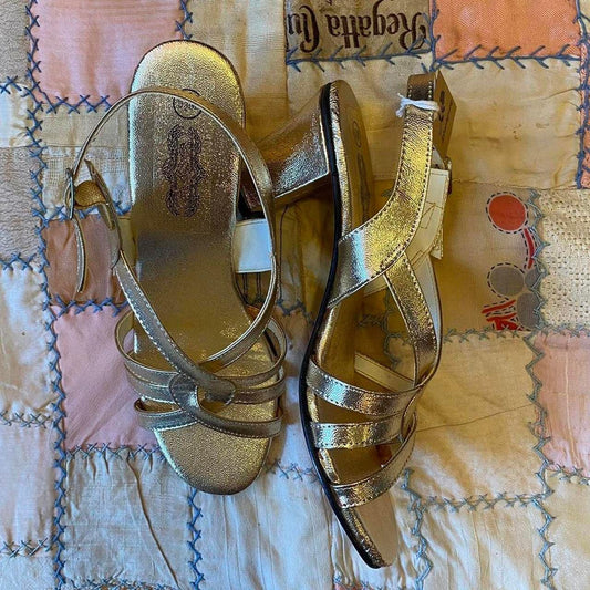 1970s/80s gold strappy sandals