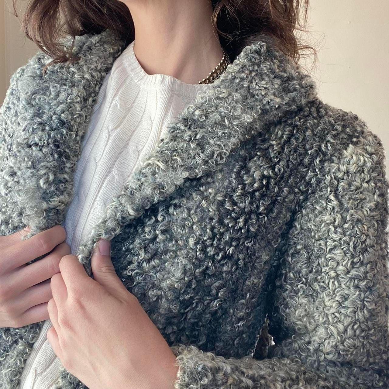 1940s/50s Merchants Furs Detroit curly silver persian lamb fur coat