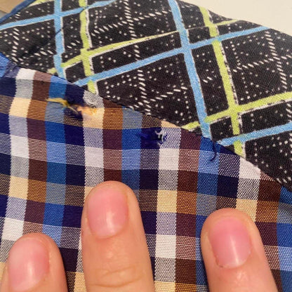 1940s/50s cotton handmade blue plaid a-line dress