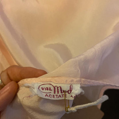 1940s light pink rayon dress with ruffled hem