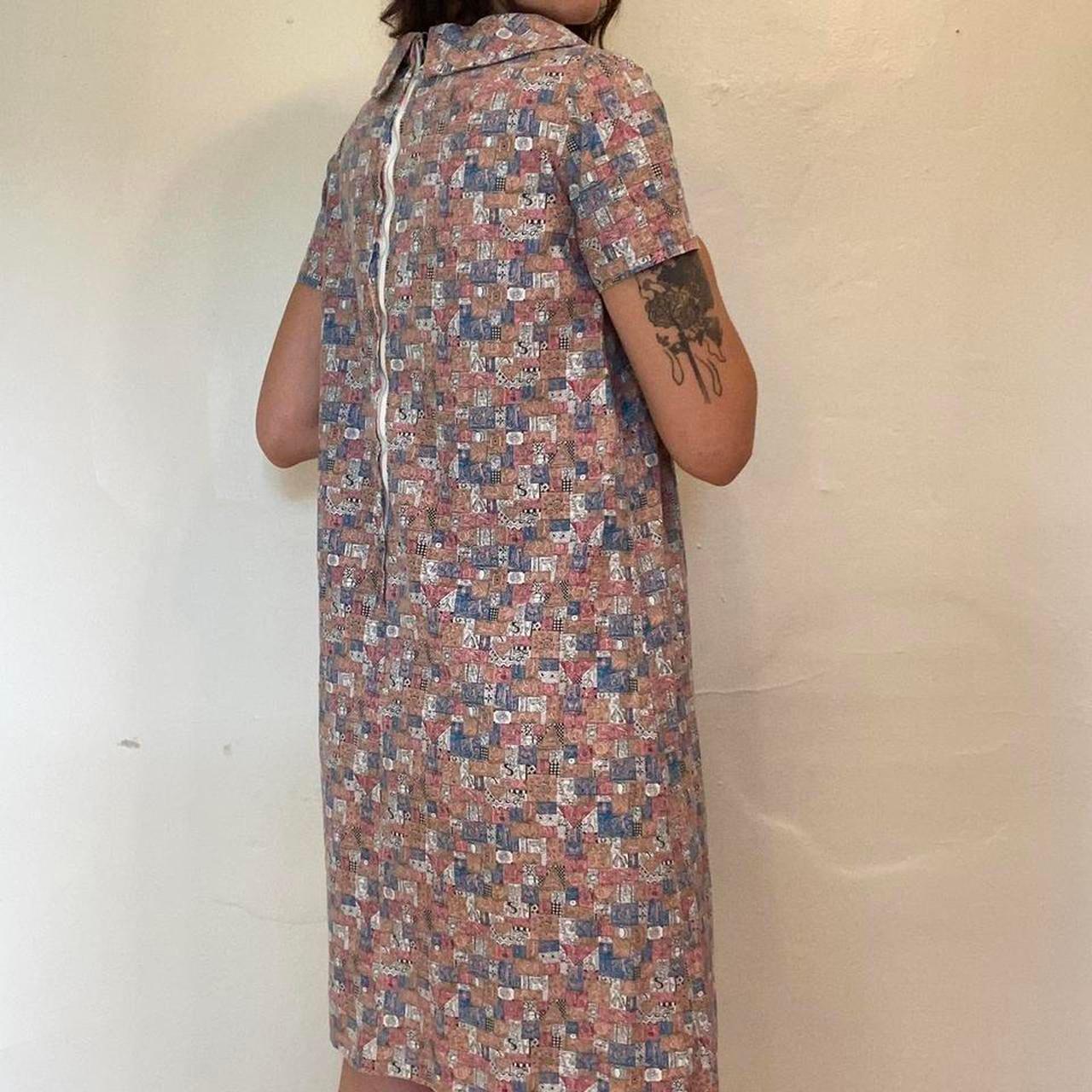 1960s handmade pink and blue letter and floral pattern