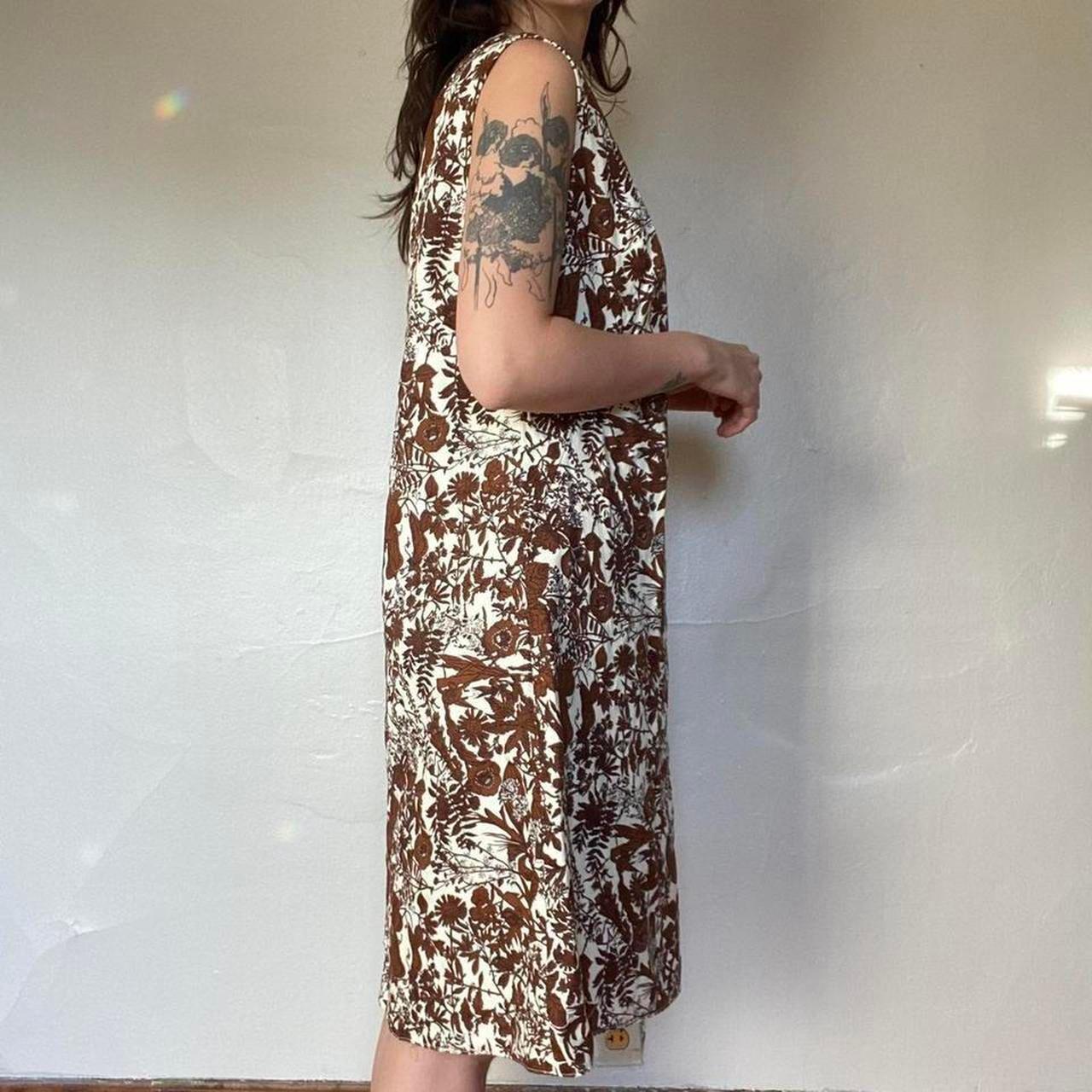 60s vintage handmade brown leaf floral dress