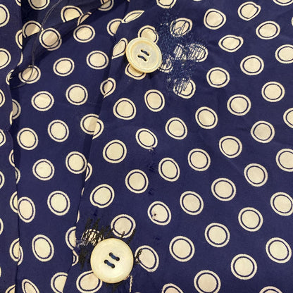 1940s rayon navy polka dot dress