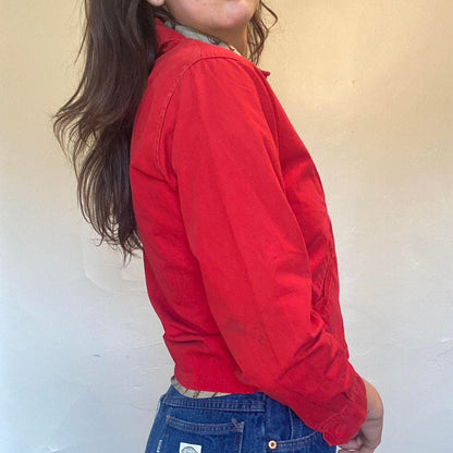 1950s vintage bright red cotton Dan River jacket
