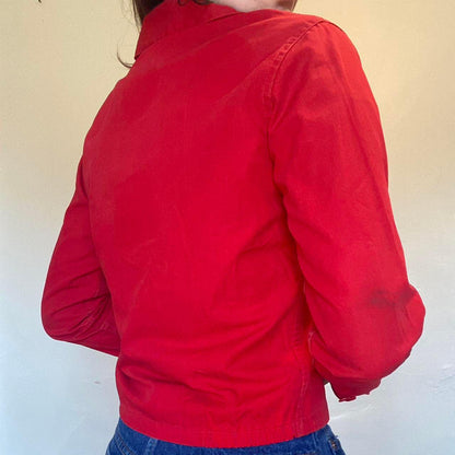1950s vintage bright red cotton Dan River jacket