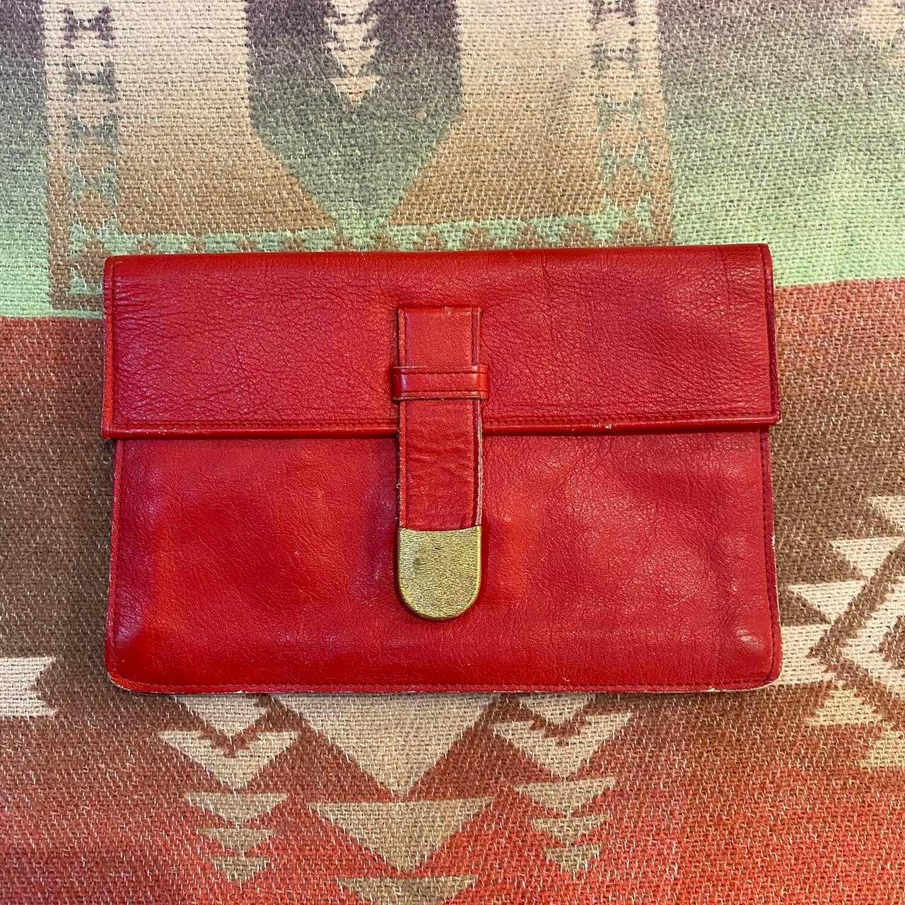 1960s red leather and gold wallet clutch