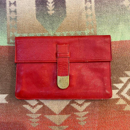 1960s red leather and gold wallet clutch