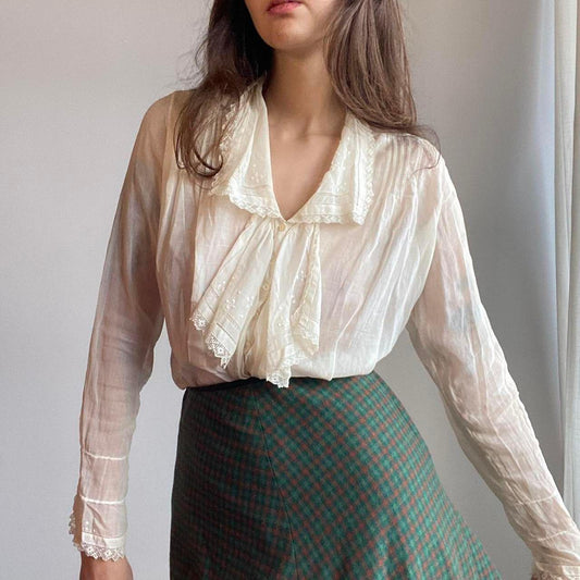 1900s antique sheer cotton blouse