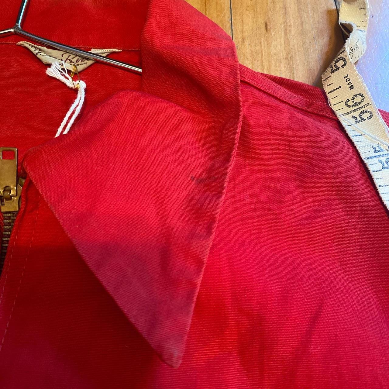 1950s vintage bright red cotton Dan River jacket