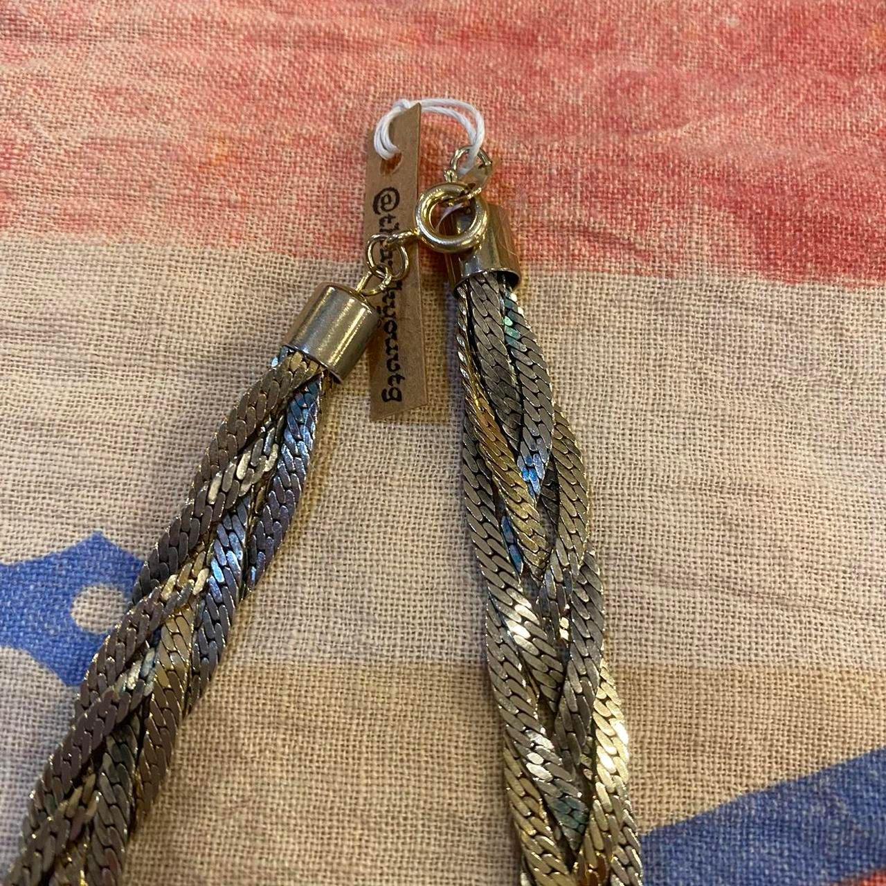 vintage silver tone braided chain necklace