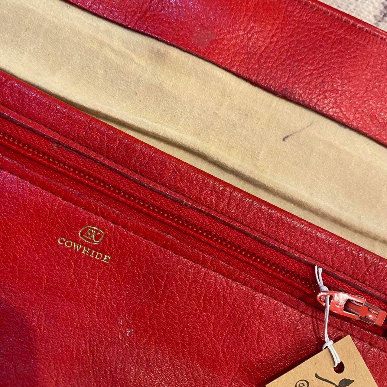 1960s red leather and gold wallet clutch