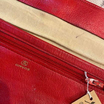 1960s red leather and gold wallet clutch