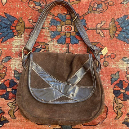 1970s brown suede shoulder bag purse
