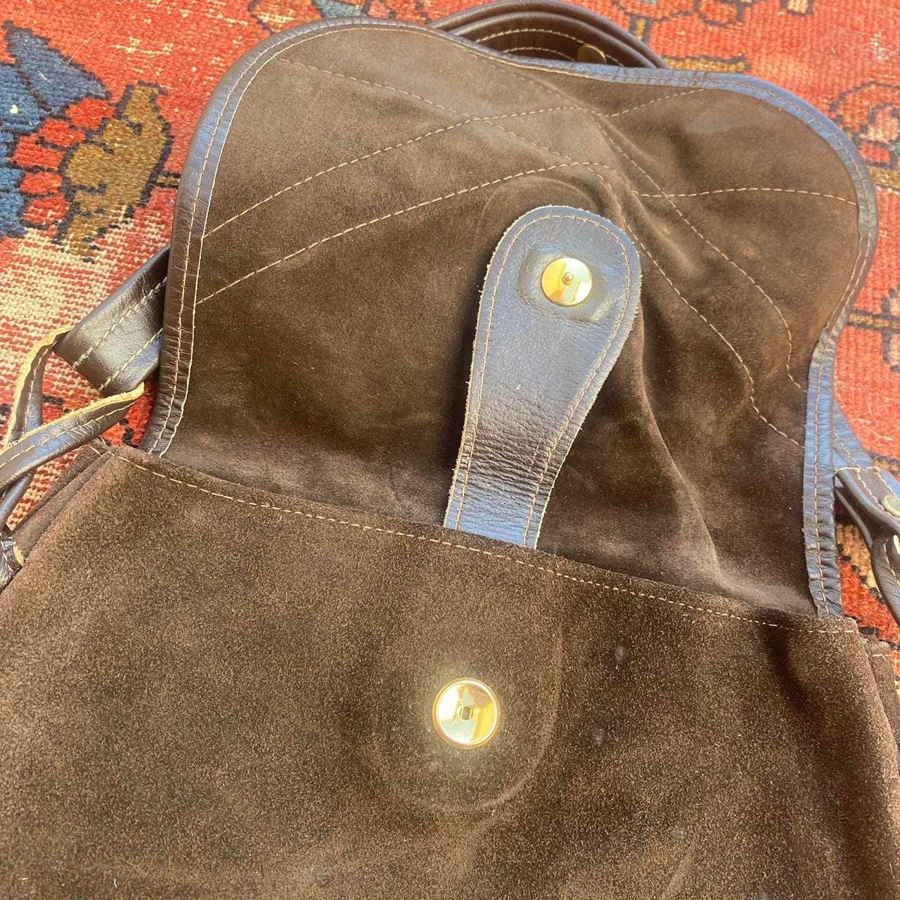 1970s brown suede shoulder bag purse