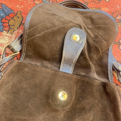 1970s brown suede shoulder bag purse