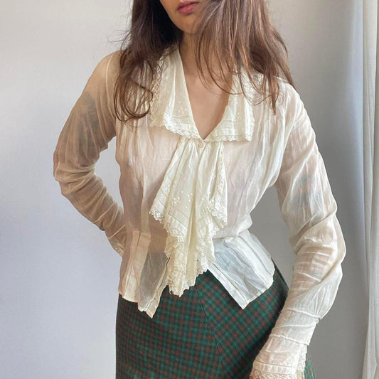 1900s antique sheer cotton blouse